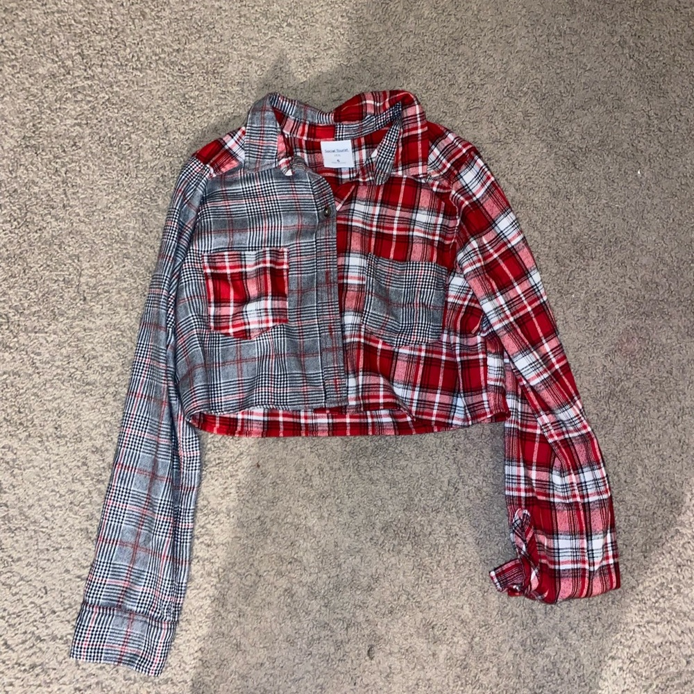 Two Pattern Red Cropped Flannel